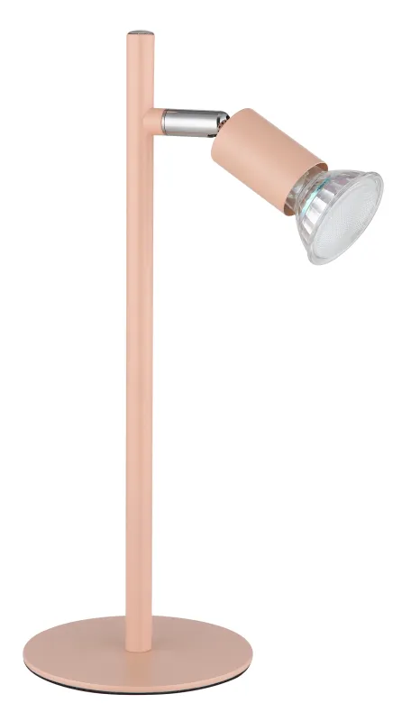 Matrix 30cm Orange schreibtischlampe Von Globo Lighting - Den runda basen och det raka metallr&ouml;ret i matt aprikos f&auml;rg ger ett modernt och elegant uttryck.