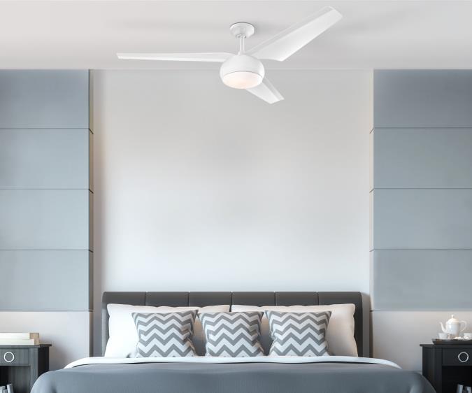 Madeline Ø142 Weiß Von Westinghouse - Der Ventilator wird mit einer Fernbedienung geliefert, mit der sich vier Lüftergeschwindigkeiten sowie Ein-/Aus- und Dimmfunktionen für die Beleuchtung steuern lassen.