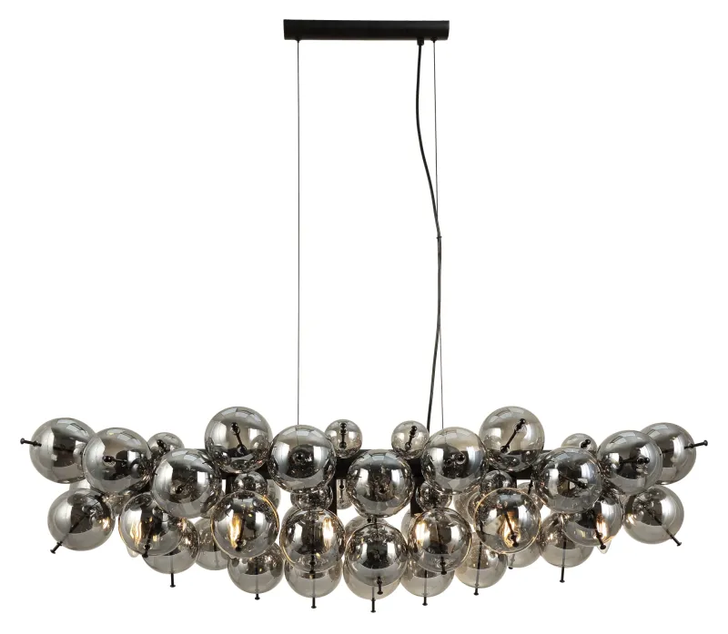 Udo 120cm Rauchfarben hängelampe Von Globo Lighting - Den mattsvarta metallen ger lampan en sofistikerad och modern k&auml;nsla.