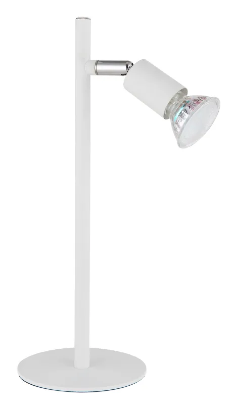 Matrix 30cm Weiß schreibtischlampe Von Globo Lighting - Den runda basen och det raka metallr&ouml;ret i mattvitt ger ett modernt och elegant uttryck.