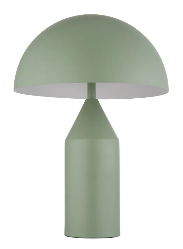 Atoma 40cm Grün tischlampe Von Globo Lighting - Sk&auml;rmen i matt, d&aring;v gr&ouml;n f&auml;rg och vitt skapar en harmonisk kontrast och ger en behaglig ljusspridning.