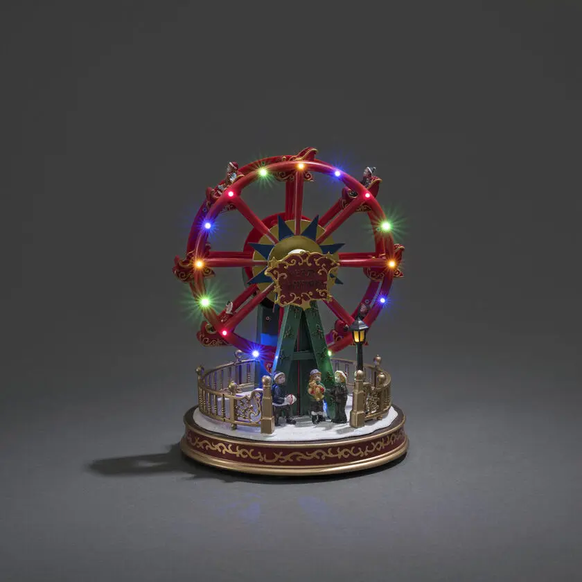 Mechanische Weihnachtsdekoration Mit Riesenrad 30cm Mehrfarbig Von Konstsmide - Transformator mit 1,8 m langem schwarzem Kabel und Stecker im Lieferumfang enthalten.