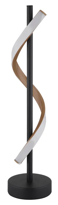 Watkins 50cm Schwarz tischlampe Von Globo Lighting - Sk&auml;rmen i aluminium med tr&auml;look och opal plast ger en mjuk och j&auml;mn ljusspridning f&ouml;r en behaglig atmosf&auml;r.