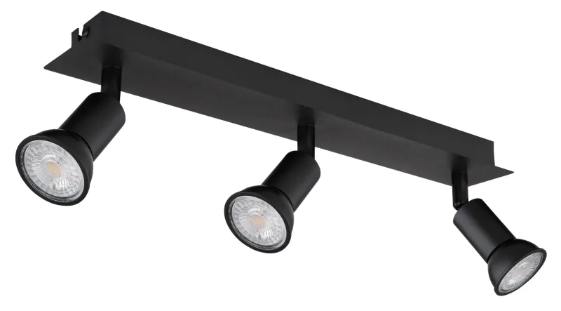 Drew 3 Schwarz spotlight Von Globo Lighting - Drew &auml;r en stilren takspotlight som imponerar med sin enhetliga svarta design.
