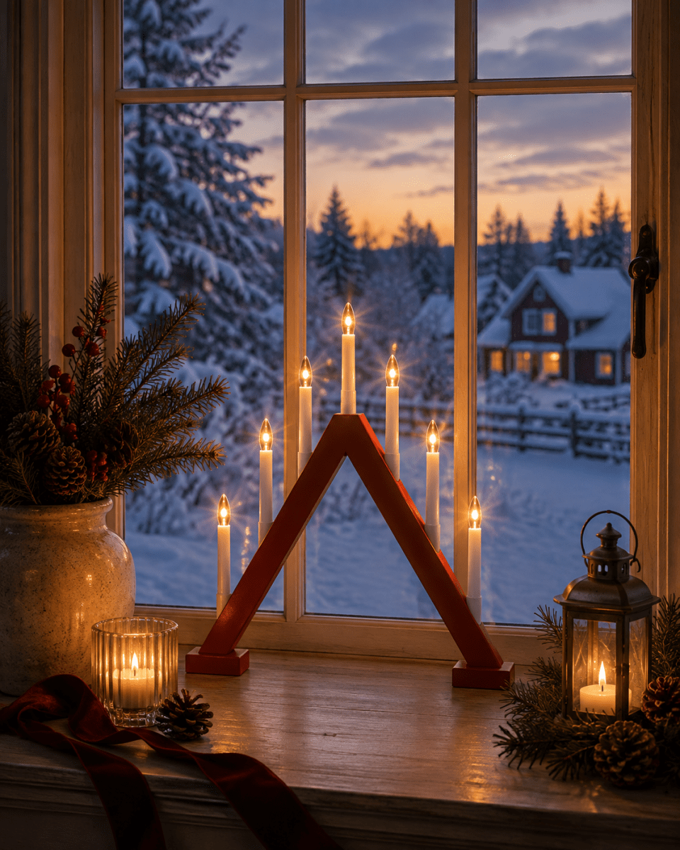 Nova 7 ROT Von Pixie Design - Nova passt perfekt ins Fenster und ist eine sch&ouml;ne Erg&auml;nzung Ihrer Weihnachtsdekoration in der Advents- und Weihnachtszeit.