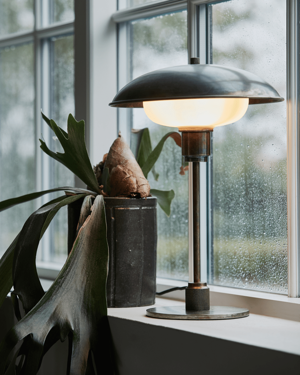 Boston 42cm Antikbraun tischlampe Von House Doctor - Es handelt sich um einen modernen Klassiker mit industriellem Touch dank des Eisenmaterials und der Oberflächenbehandlung von Lampenschirm und Sockel.