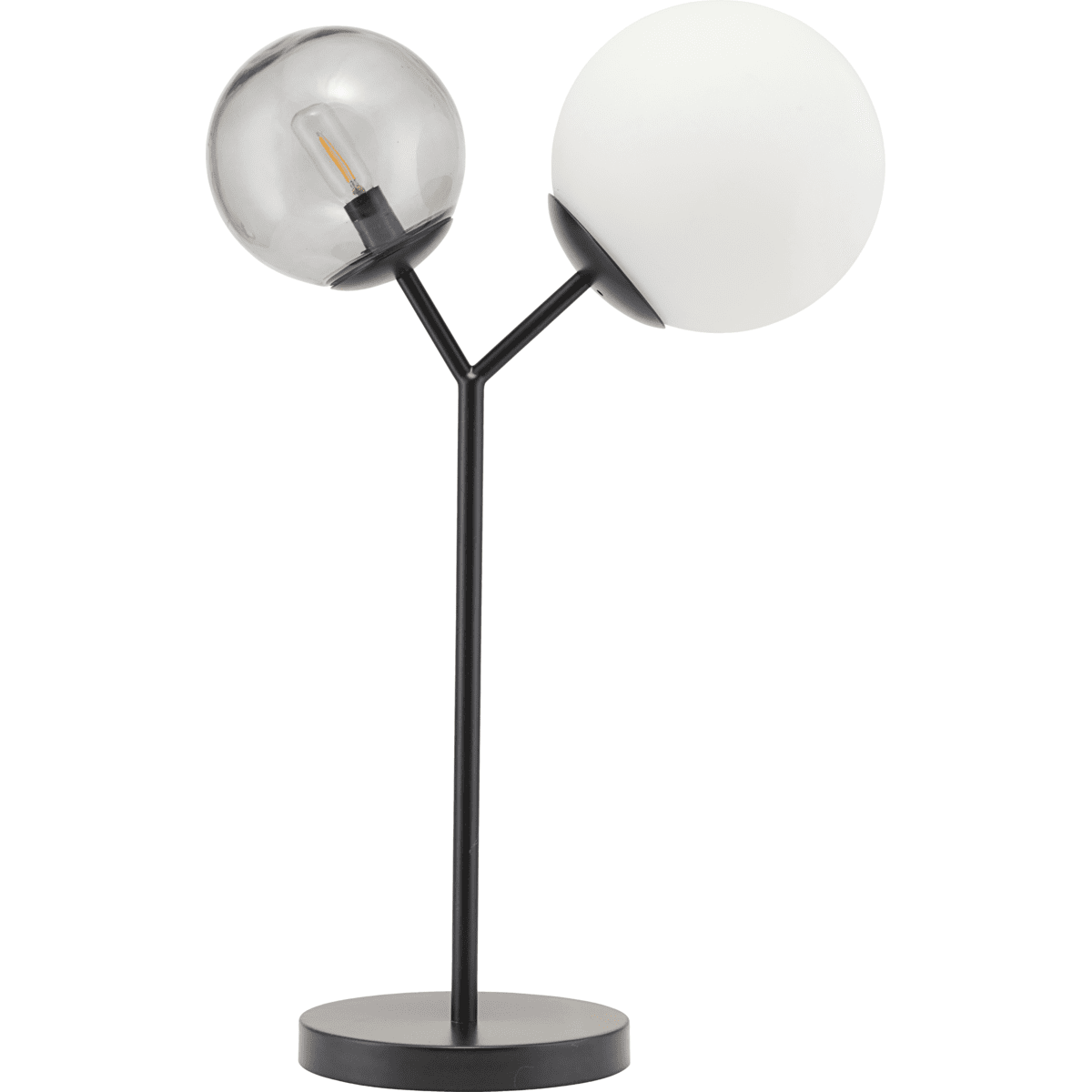 Twice 62cm Schwarz tischlampe Von House Doctor - Der Fu&szlig; besteht aus schwarzem Eisen und die Kombination der beiden Materialien ergibt eine rohe, maskuline und dekorative Lampe.
