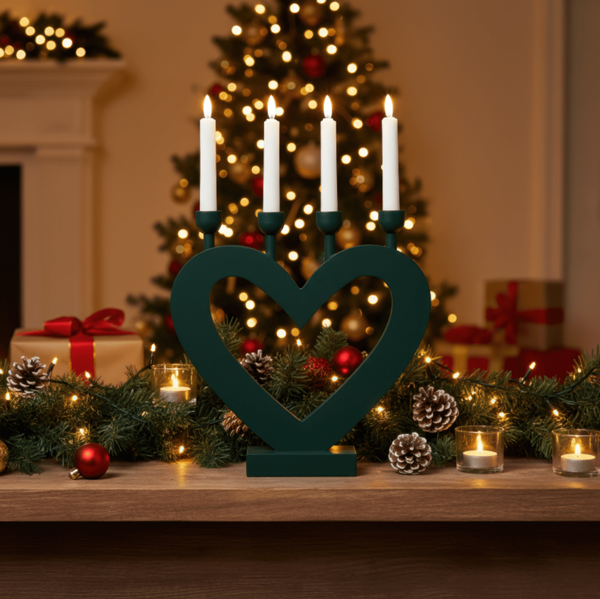 Herz Dunkelgrün Von Pixie Design - Die dunkelgr&uuml;ne Farbe verleiht ihm eine sanfte und gem&uuml;tliche Ausstrahlung, die perfekt zur Advents- und Weihnachtszeit passt.
