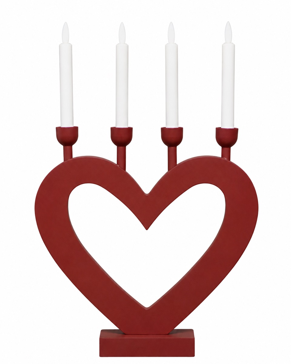 Herz ROT Von Pixie Design - Die dunkelbraune Farbe verleiht dem Kerzenst&auml;nder eine sanfte und gem&uuml;tliche Ausstrahlung, die perfekt zur Advents- und Weihnachtszeit passt.