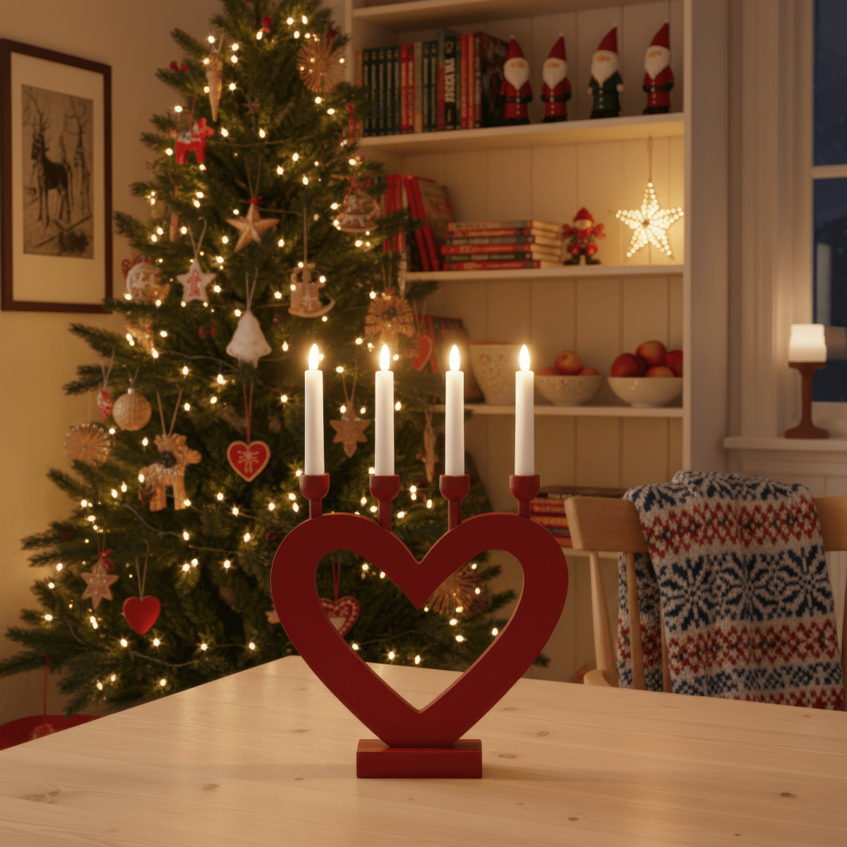 Herz ROT Von Pixie Design - Die dunkelbraune Farbe verleiht dem Kerzenst&auml;nder eine sanfte und gem&uuml;tliche Ausstrahlung, die perfekt zur Advents- und Weihnachtszeit passt.