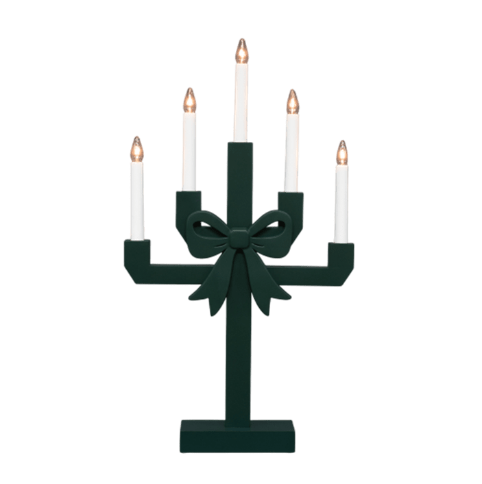 Kerstin Dunkelgrün Von Pixie Design - Kerstin ist ein dekorativer Kerzenst&auml;nder aus Holz, dunkelgr&uuml;n lackiert und mit einer gro&szlig;en Schleife verziert, die ihm einen charmanten und verspielten Ausdruck verleiht.