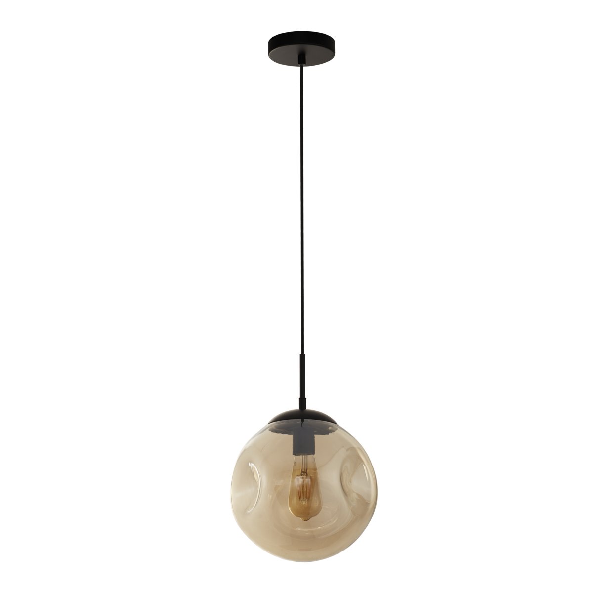 Punch Ø25 Sekt hängelampe Von Searchlight - Das leicht konkave Glas bildet in Kombination mit dem schwarzen Metallgestell einen modernen und eleganten Kontrast, der zu vielen verschiedenen Einrichtungsstilen passt.