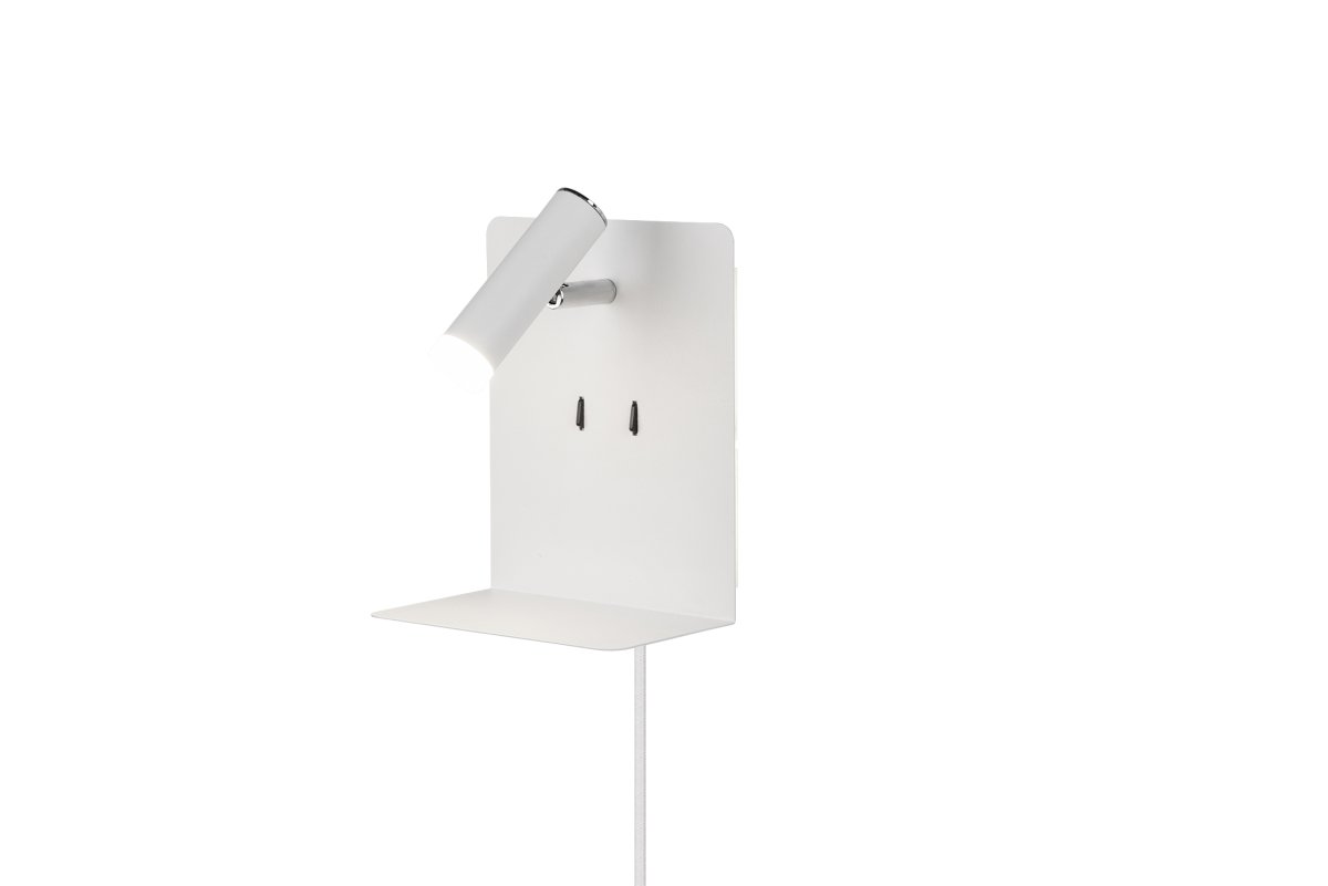 Element Weiß leselampe Von Trio Lighting - Die Leuchte verf&uuml;gt &uuml;ber zwei integrierte Lichtquellen, die sich separat &uuml;ber die Schalter an der Wandhalterung steuern lassen.