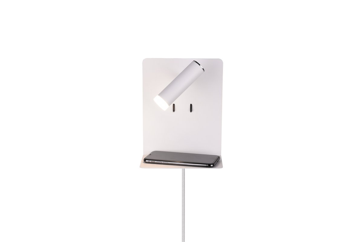 Element Weiß leselampe Von Trio Lighting - Die Leuchte verf&uuml;gt &uuml;ber zwei integrierte Lichtquellen, die sich separat &uuml;ber die Schalter an der Wandhalterung steuern lassen.