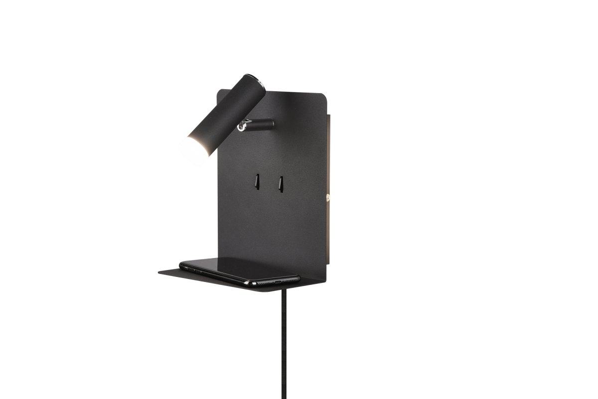 Element Schwarz leselampe Von Trio Lighting - Die FLEXconnect-Funktion erm&ouml;glicht sowohl eine feste Installation als auch die Nutzung mit einem Stecker.