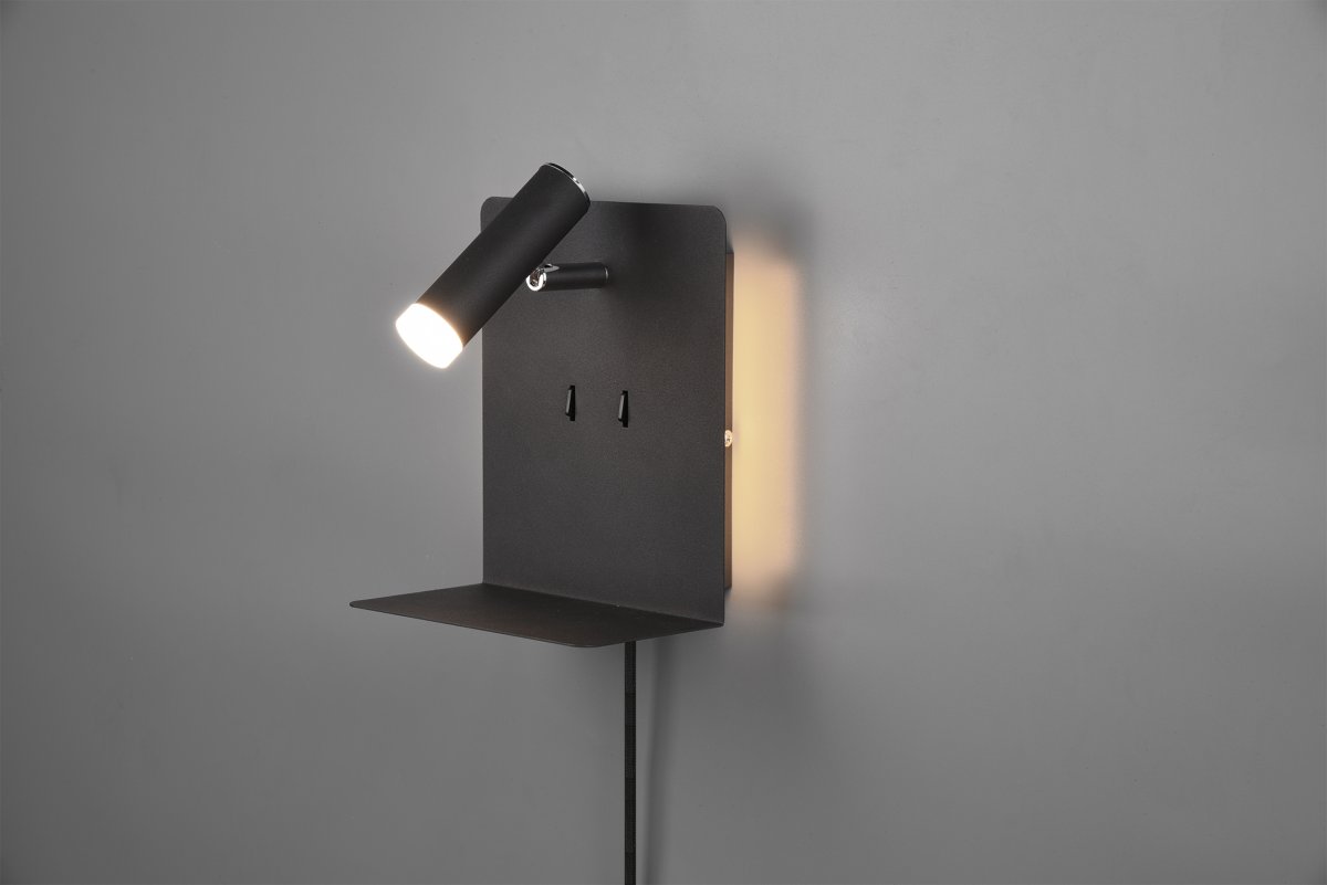 Element Schwarz leselampe Von Trio Lighting - Die FLEXconnect-Funktion erm&ouml;glicht sowohl eine feste Installation als auch die Nutzung mit einem Stecker.