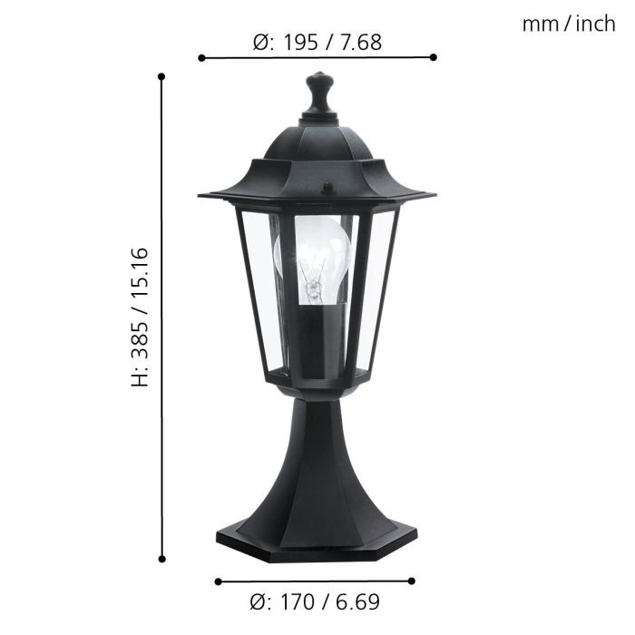 Laterna 38cm Schwarz Von Eglo - Laterna ist eine elegante und zeitlose Torlaterne, die mit ihrer klassischen Designsprache die Außenumgebung aufwertet.