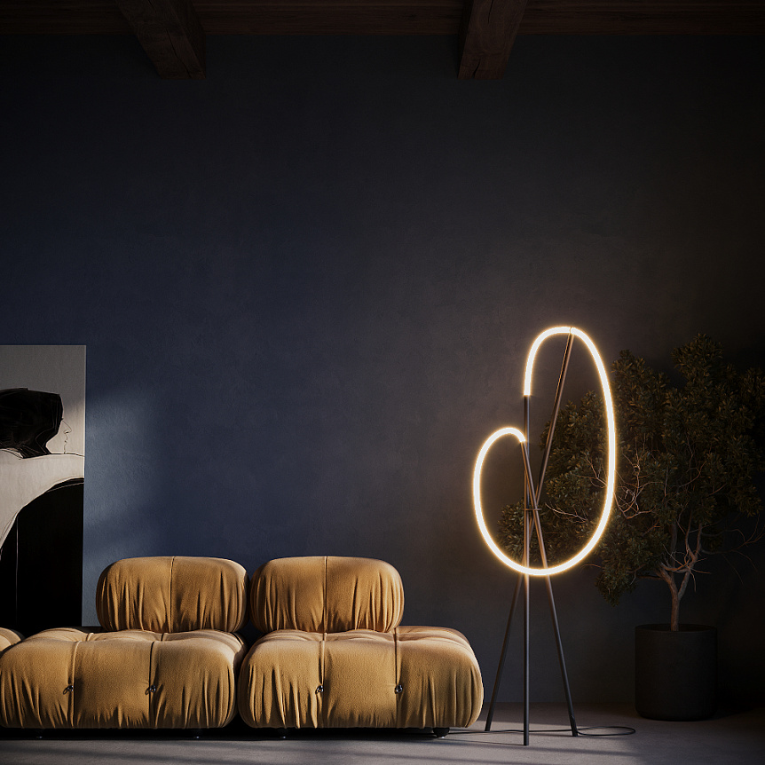 Crochet Schwarz stehlampe Von Maytoni - Die Helligkeit l&auml;sst sich bequem &uuml;ber den im Bodenschalter integrierten Dimmer regulieren &ndash; eine perfekte Kombination aus Form, Funktion und Atmosph&auml;re.