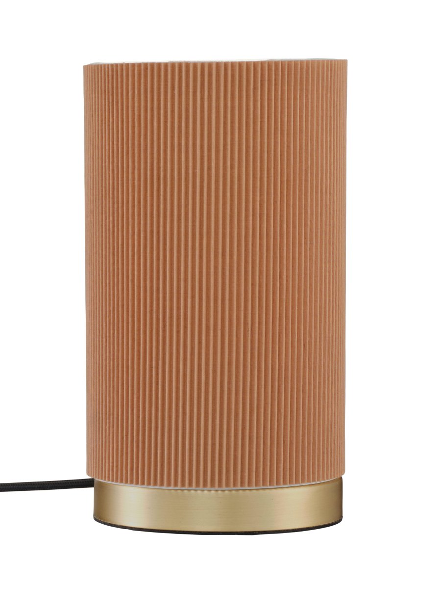 Dora 25cm Braun tischlampe Von PR Home - Stilvolle Tischleuchte mit festem Lampenschirm aus plissiertem Polyester und Baumwolle.