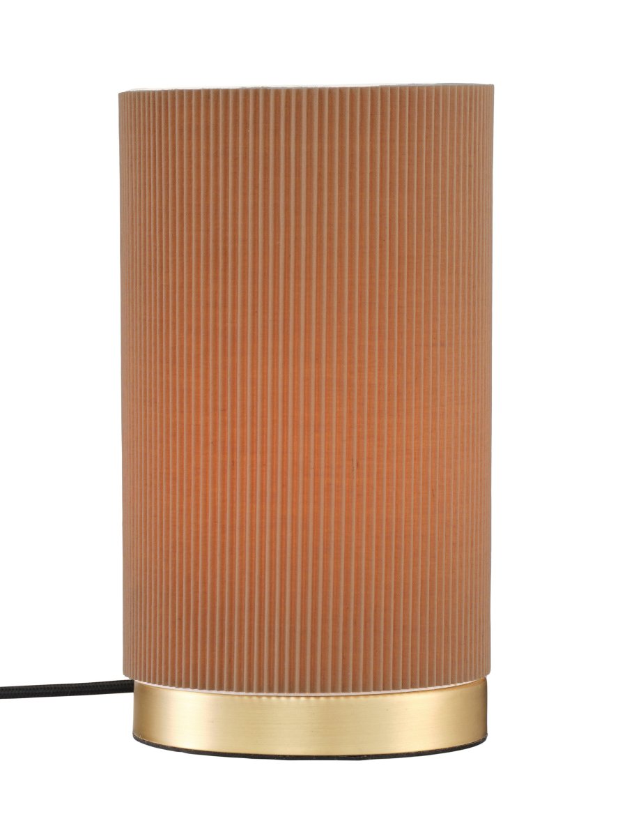 Dora 25cm Braun tischlampe Von PR Home - Stilvolle Tischleuchte mit festem Lampenschirm aus plissiertem Polyester und Baumwolle.