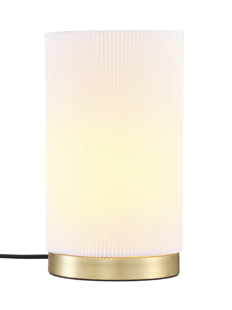 Dora 25cm Weiß tischlampe Von PR Home - Stilvolle Tischleuchte mit festem Lampenschirm aus plissiertem Polyester und Baumwolle.