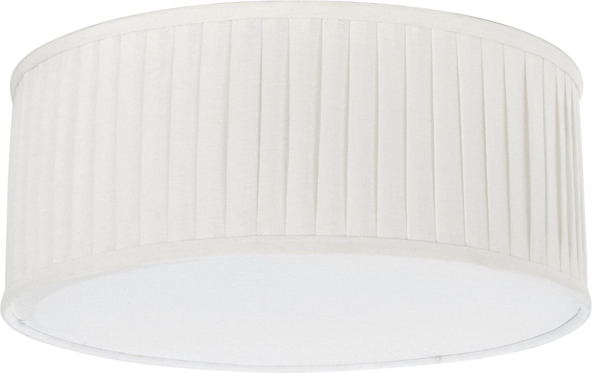 Plissé Ø45 Weiß deckenleuchte Von PR Home - Der plissierte Schirm aus weißem Leinenstoff spendet ein sanftes und angenehmes Licht und verleiht dem Raum eine behagliche Atmosphäre.