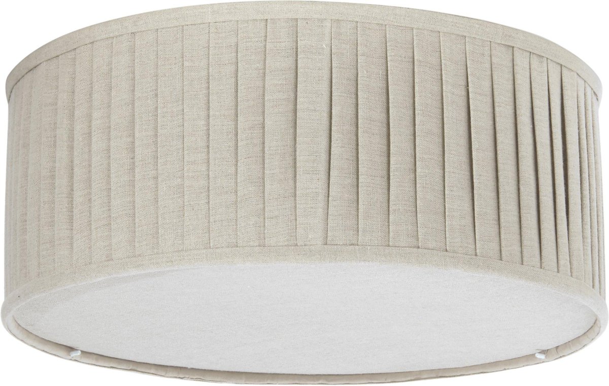 Plissé Ø45 Beige deckenleuchte Von PR Home - Der plissierte Schirm aus beigefarbenem Leinenstoff spendet ein sanftes und angenehmes Licht und verleiht dem Raum eine behagliche Atmosphäre.