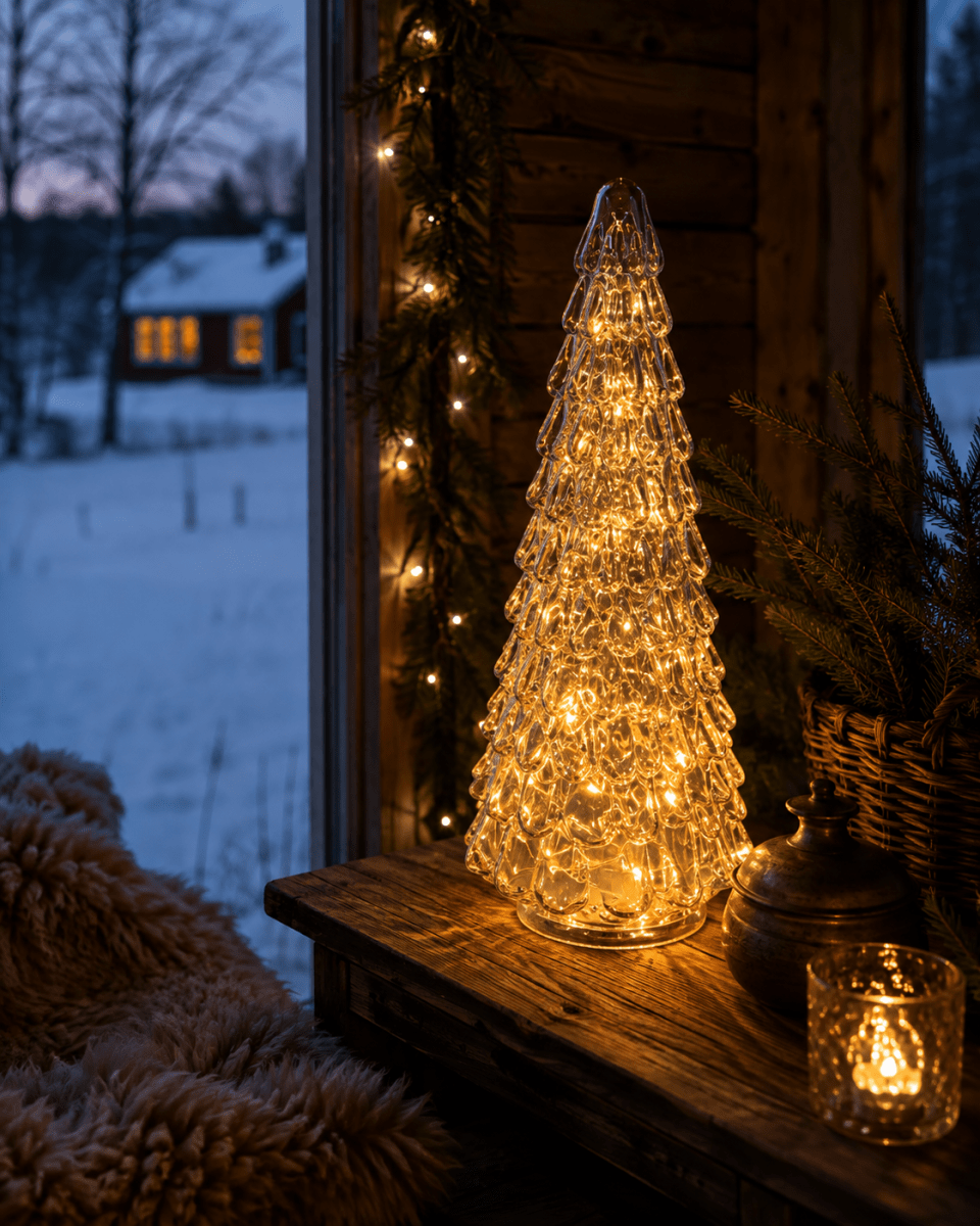 Fichte 30cm Braun Von Pixie Design - Der formsch&ouml;ne Baum verf&uuml;gt &uuml;ber eine integrierte Lichterkette mit 100 kleinen LEDs, die ein angenehmes, warmwei&szlig;es Licht verbreiten.