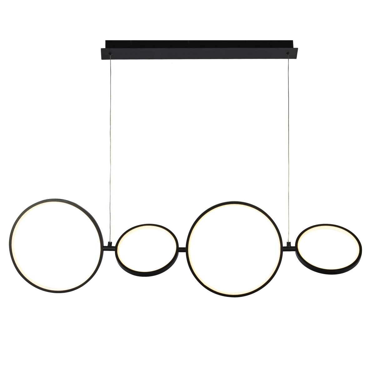 Cirque 110cm Schwarz hängelampe Von Searchlight - Durch die einstellbare Aufhängelänge während der Installation und die Option eines Dimmers eignet es sich ideal für die Platzierung über Küchentheken und Esstischen.