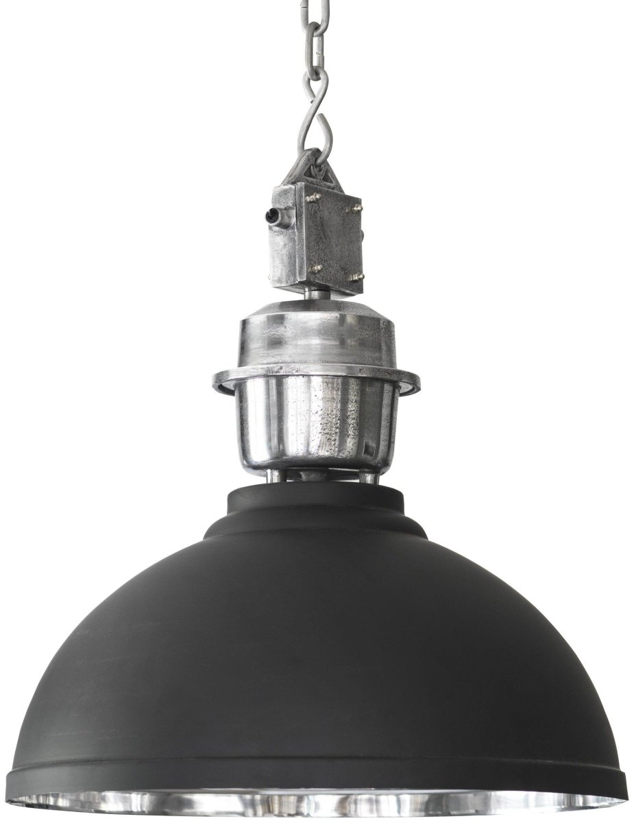Manchester Ø35 Schwarz hängelampe Von PR Home - Die Kette und die Deckenkappe sind aus geb&uuml;rstetem Chrom.