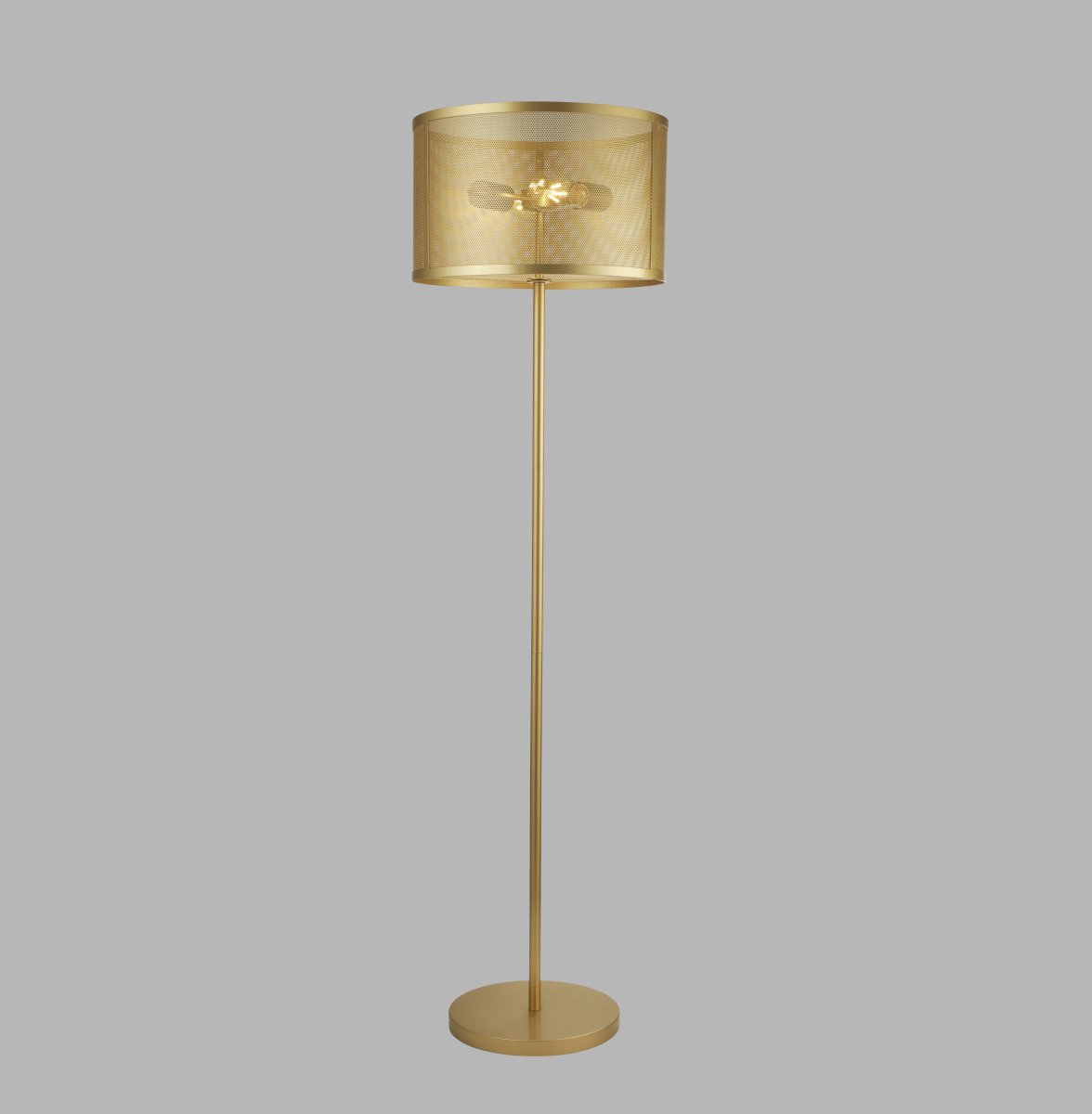 Fishnet Gold stehlampe Von Searchlight - Mit ihrer schlanken Form und der metallischen Oberfl&auml;che ist die Lampe sowohl eine funktionale Lichtquelle als auch ein sch&ouml;nes Einrichtungsdetail, das Ihrem Zuhause einen Hauch von Glamour verleiht.