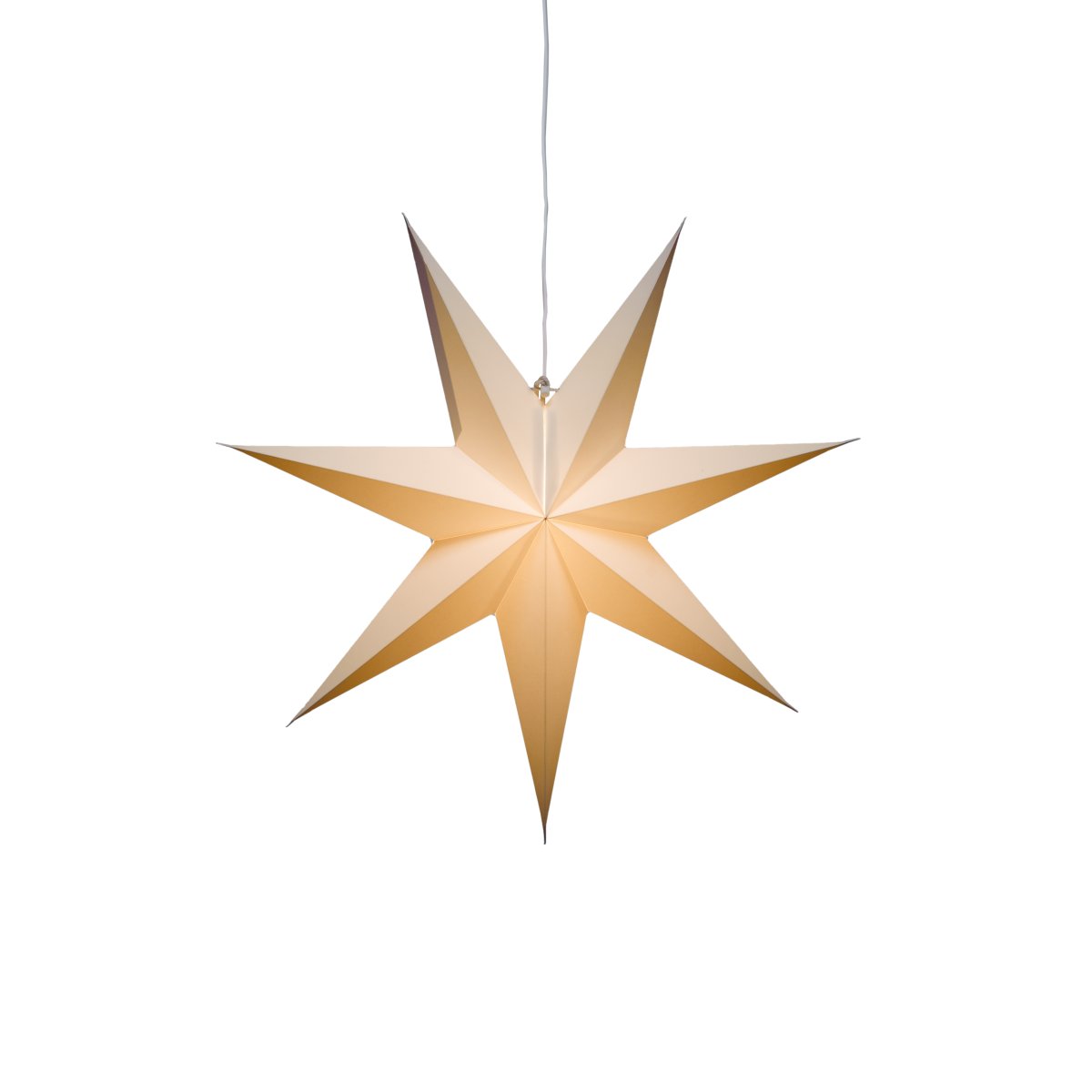 Papierstern Ø60 Weiß Von Konstsmide - Mit seinem stilvollen Design und dem sanften Licht verbreitet es eine ruhige und heimelige Weihnachtsstimmung.