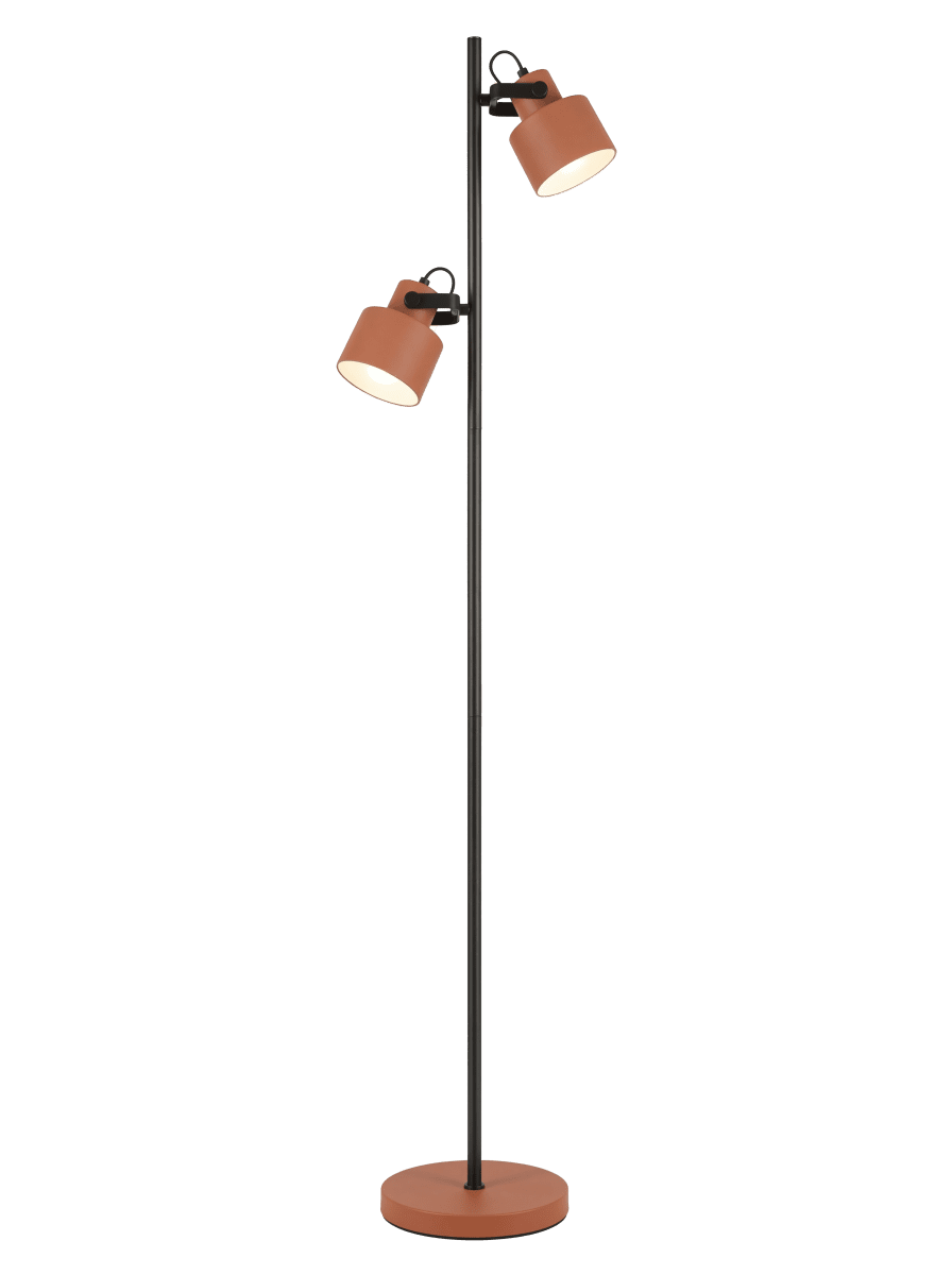 Zoombild von City 2 Terrakotta/Schwarz stehlampe Von Aneta Lighting - Die Stehleuchte City besticht durch ihr modernes und stilvolles Design mit einer eleganten Kombination aus schwarzem und terrakottafarbenem Metall.