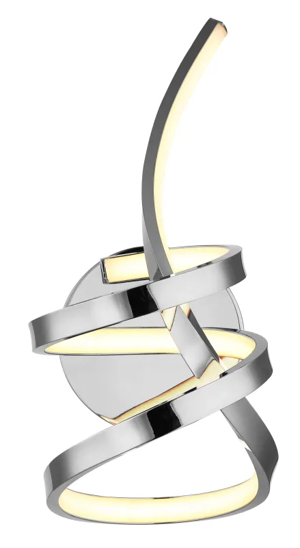 Iduna Ø35 Chrom wandlampe Von Globo Lighting - Iduna &auml;r en v&auml;gglampa som imponerar med sin unika design, d&auml;r den eleganta b&ouml;jda formen och den stilfulla knuten i mitten skapar en modern estetik.