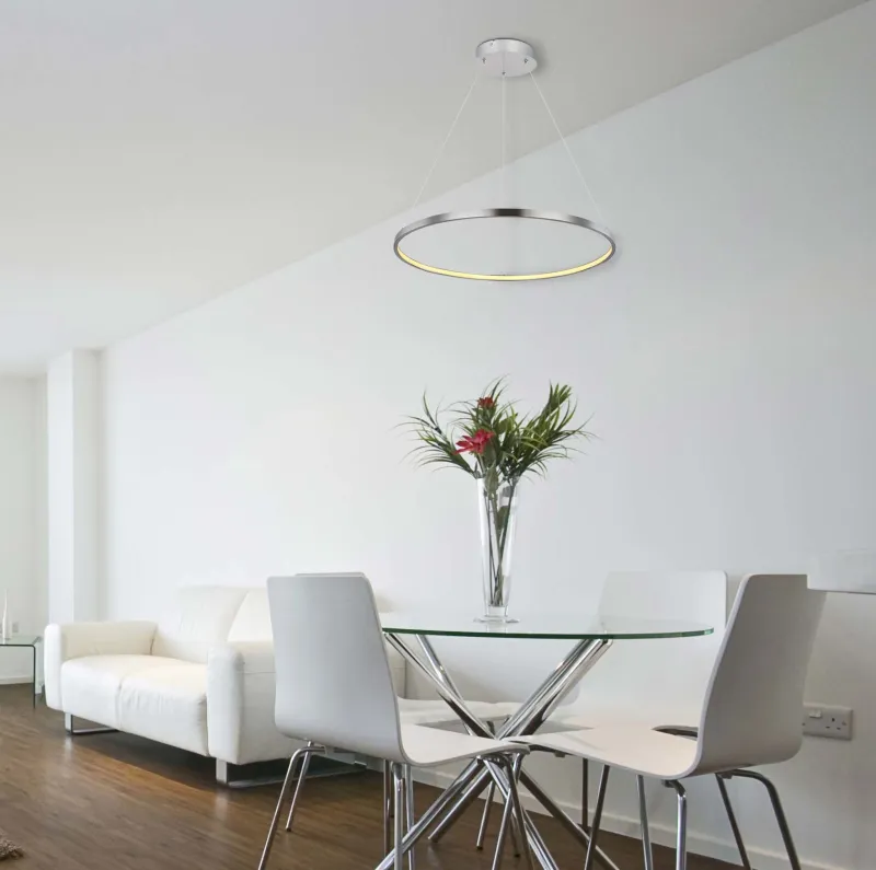 Ralph Ø60 Nickel hängelampe Von Globo Lighting - Den moderna, runda takpendeln Ralph i matt nickel &auml;r en stilren blickf&aring;ngare i ditt hem.