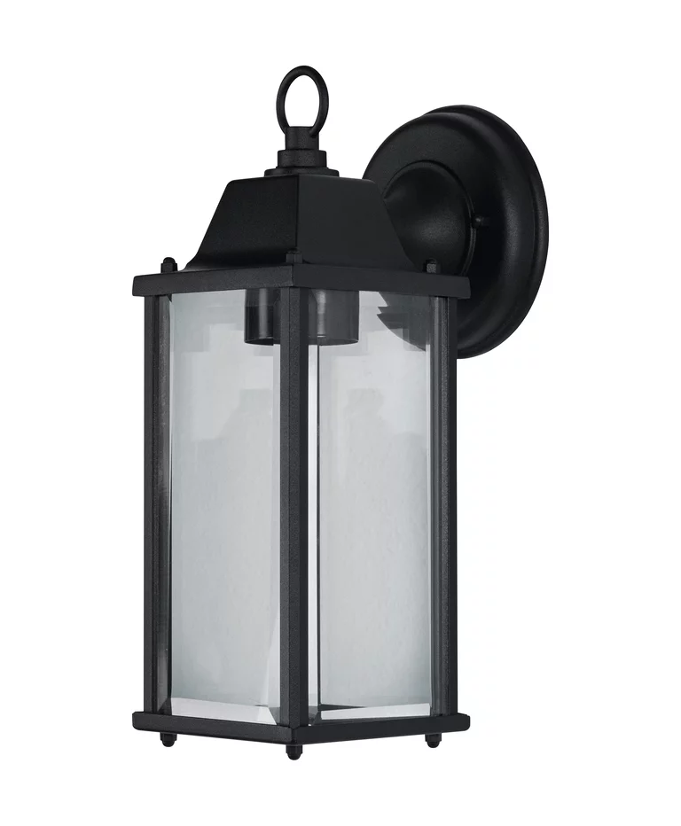 Lantern Square M Schwarz außenlampe Von Ledvance - Sie besteht aus langlebigem Aluminiumdruckguss und verf&uuml;gt &uuml;ber einen Schirm aus klarem Glas, der ein sch&ouml;nes und einladendes Licht verbreitet.
