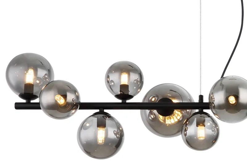 Riha 120cm Rauchfarben hängelampe Von Globo Lighting - Lampan &auml;r av mattsvart metall och ger ditt hem en lyxig och inbjudande atmosf&auml;r.