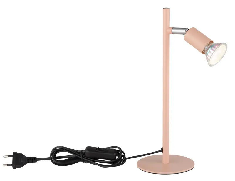 Matrix 30cm Orange schreibtischlampe Von Globo Lighting - Den runda basen och det raka metallr&ouml;ret i matt aprikos f&auml;rg ger ett modernt och elegant uttryck.