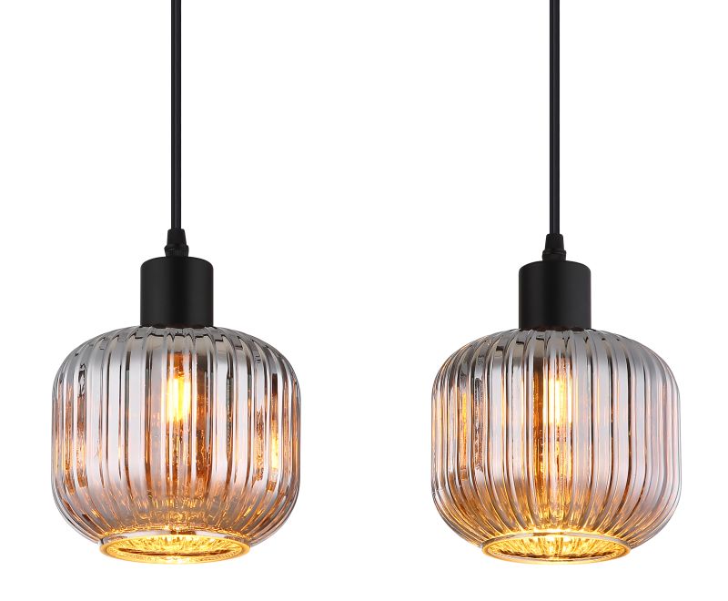 Tom 80cm Rauchfarben hängelampe Von Globo Lighting - Den mattsvarta metallen ger ett modernt uttryck och passar perfekt in i olika inredningsstilar.