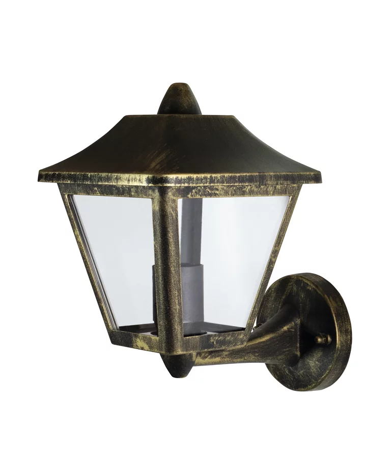 Tradition Schwarz/Gold außenlampe Von Ledvance - Sie besteht aus Aluminium-Druckguss im schwarz-goldenen Design mit einem klaren Polycarbonat-Diffusor f&uuml;r ein angenehmes und klares Licht.