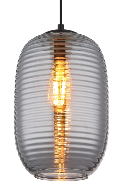 Jefrey Ø20 Rauchfarben hängelampe Von Globo Lighting - Denna eleganta taklampa &auml;r utrustad med en rund kupa i r&ouml;kf&auml;rgat glas.