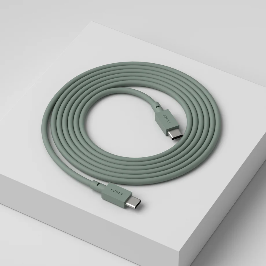 Cable 1 USB C to USB C Charging Cable, 2m Grün Von Avolt - Kabel 1 USB-C auf USB-C von Avolt kombiniert leistungsstarkes Laden mit stilvollem skandinavischen Design.