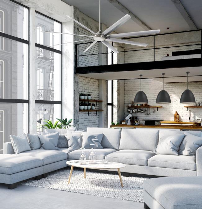 Widespan Ø254 Gebürstetes Nickel Von Westinghouse - Der Ventilator verfügt über sechs Aluminiumflügel und wird mit einer Fernbedienung geliefert, mit der die sechs Geschwindigkeiten und ein Timer des Ventilators gesteuert werden können.