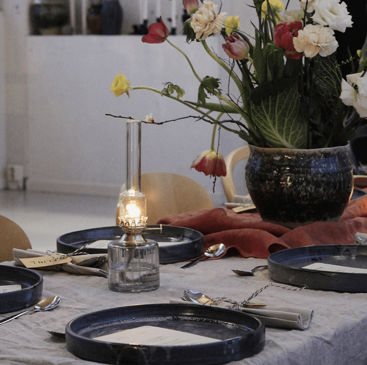 Kerosene Lamp Straight small Transparent Von Strömshaga - Wundersch&ouml;ne Petroleumlampe aus Glas mit ge&auml;tzten Streifen und Messingbrenner.