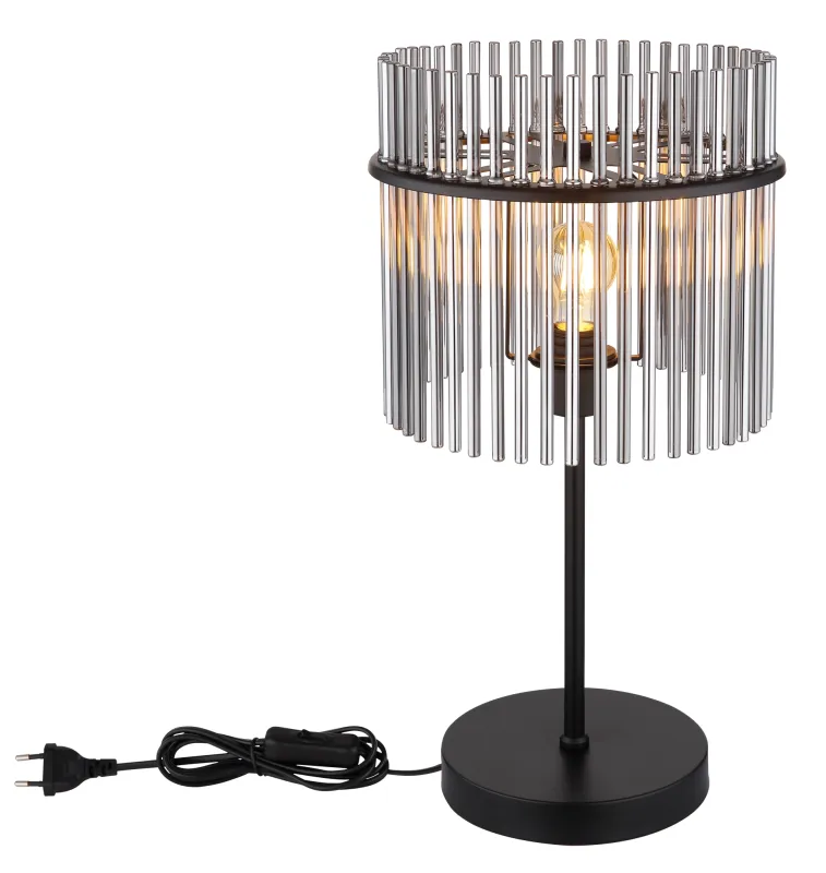 Gorley 55cm Schwarz tischlampe Von Globo Lighting - Med sitt genomt&auml;nkta utf&ouml;rande och h&ouml;gkvalitativa material sm&auml;lter Gorley harmoniskt in i moderna inredningsstilar och ger varje rum en stilfull touch.