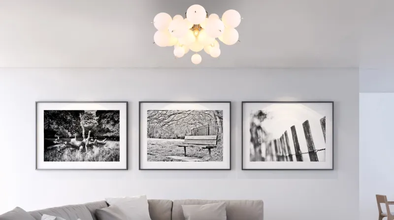 Udo Ø55 Weiß deckenleuchte Von Globo Lighting - Dess unika design utm&auml;rks av en rund form d&auml;r metallstavar elegant sammanl&auml;nkas med vackra opalglas i olika storlekar.