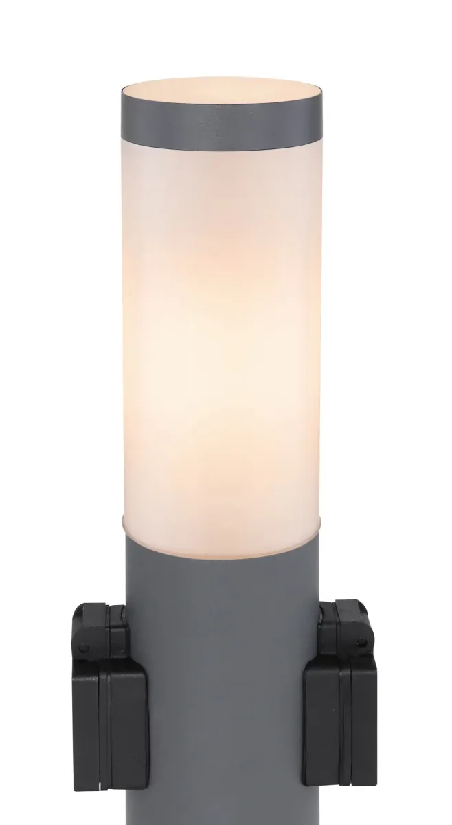 Boston 45cm Anthrazit pollarleuchten Von Globo Lighting - Tillverkad i rostfritt st&aring;l med en opalvit plastsk&auml;rm ger den ett mjukt och behagligt ljus.