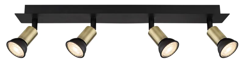 Drew 4 Gold spotlight Von Globo Lighting - Drew &auml;r en stilren takspotlight som imponerar med sin design i mattsvart och guld.