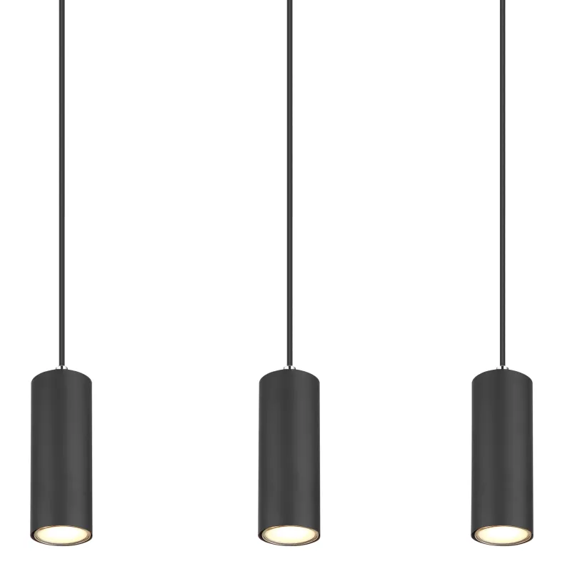 Robby 115cm Schwarz hängelampe Von Globo Lighting - Fr&aring;n den 115 cm l&aring;nga takmonteringen l&ouml;per sex kablar, var och en utrustad med en GU10-sockel.