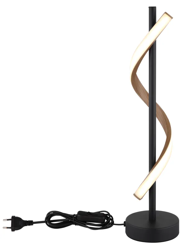 Watkins 50cm Schwarz tischlampe Von Globo Lighting - Sk&auml;rmen i aluminium med tr&auml;look och opal plast ger en mjuk och j&auml;mn ljusspridning f&ouml;r en behaglig atmosf&auml;r.